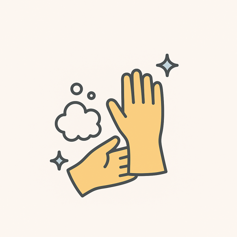 Rubber gloves for safe and professional cleaning Professional rubber gloves used by Spotless Homes cleaners